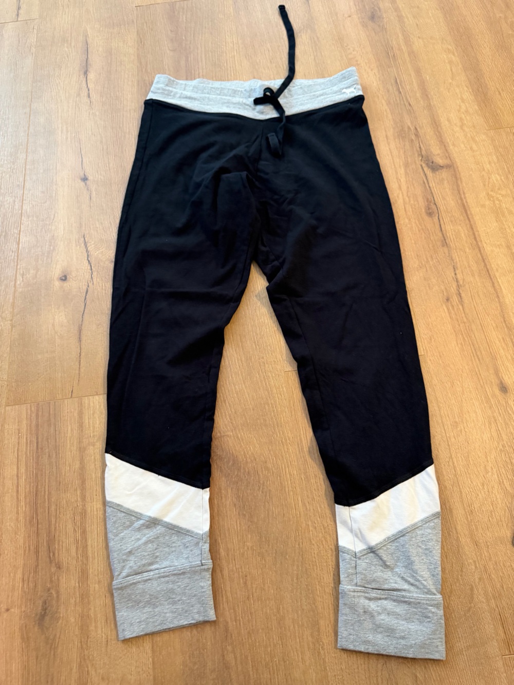 PINK Black Colorblock Jogger Bottoms with Grey Waist and Cuffs